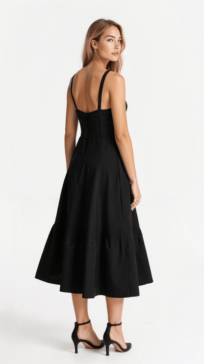 Women’s Corset Midi Dress Flowing Skirt