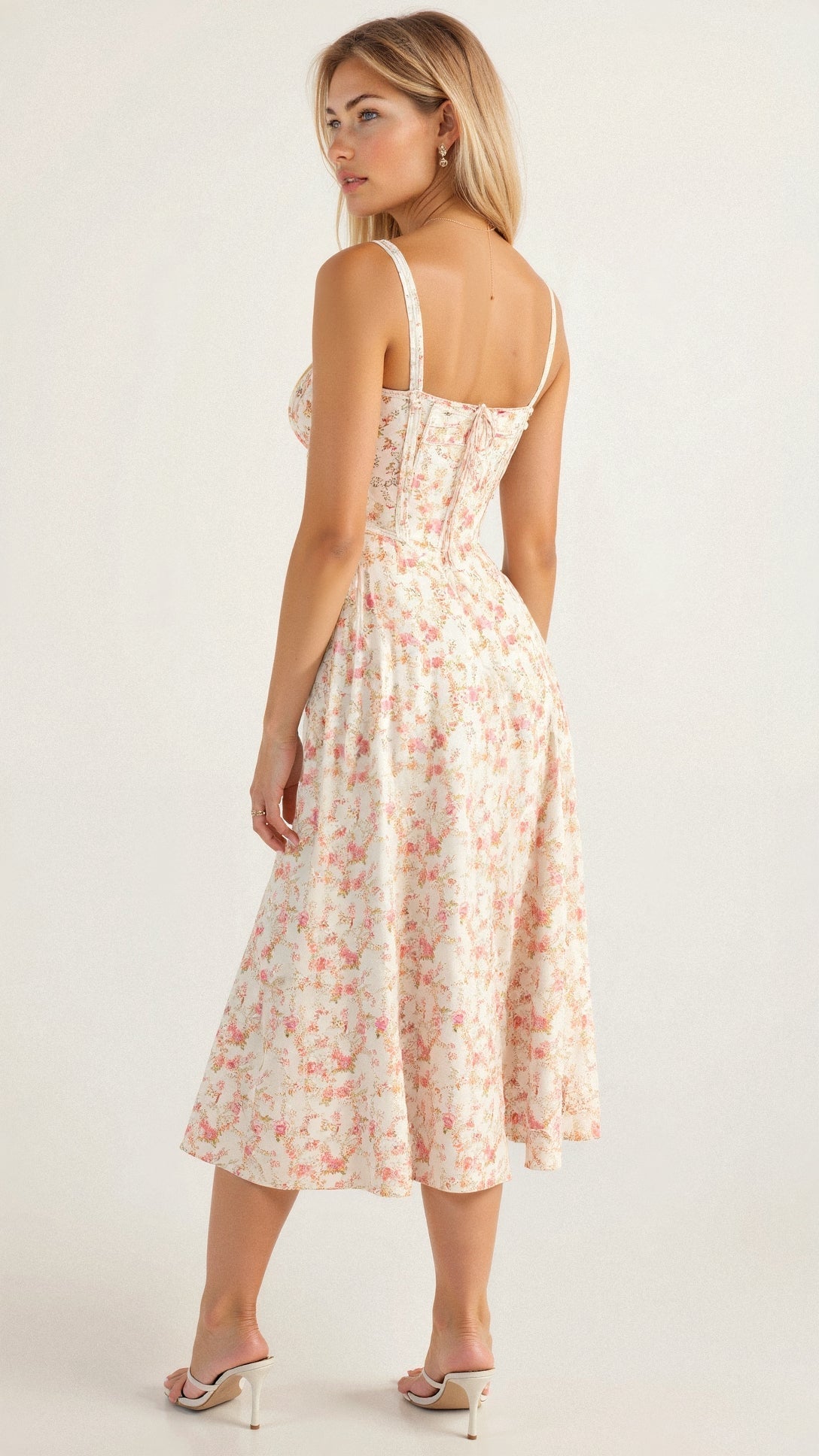 Women’s Corset Midi Dress Flowing Skirt
