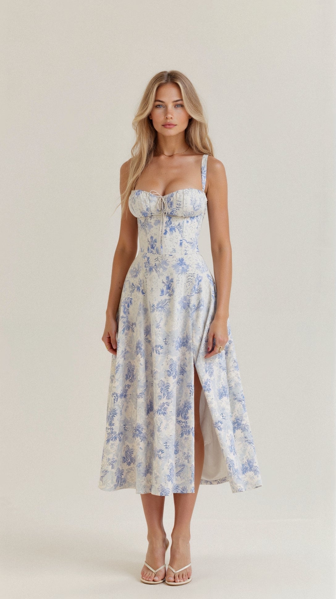 Women’s Corset Midi Dress Flowing Skirt