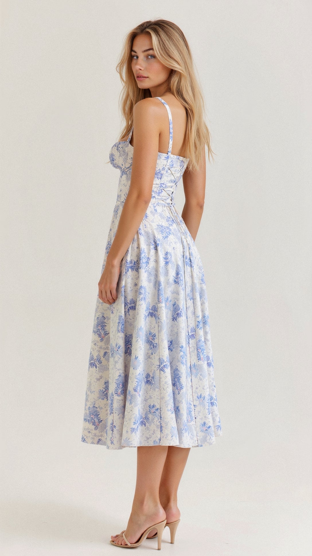 Women’s Corset Midi Dress Flowing Skirt