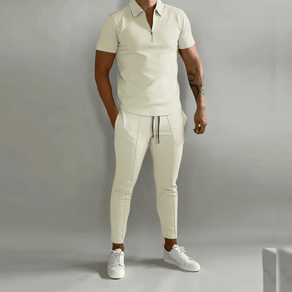 Elegant and Casual Polo Shirt and Trousers Set for Men