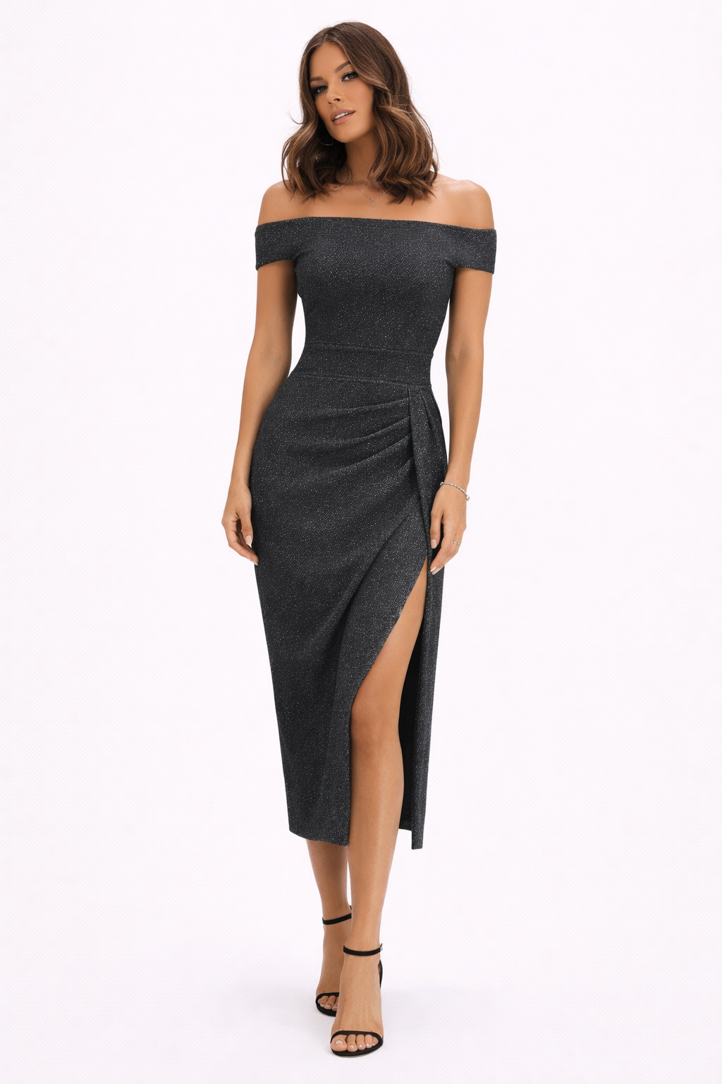 Women Elegant Off Shoulder Midi Dress