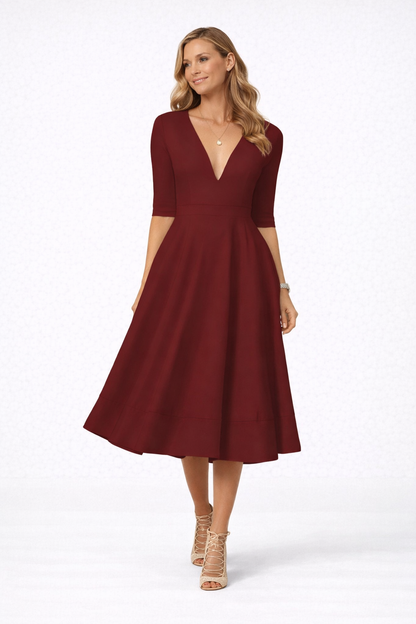 Women Ivoire Midi Dress Fitted Elegant Cut