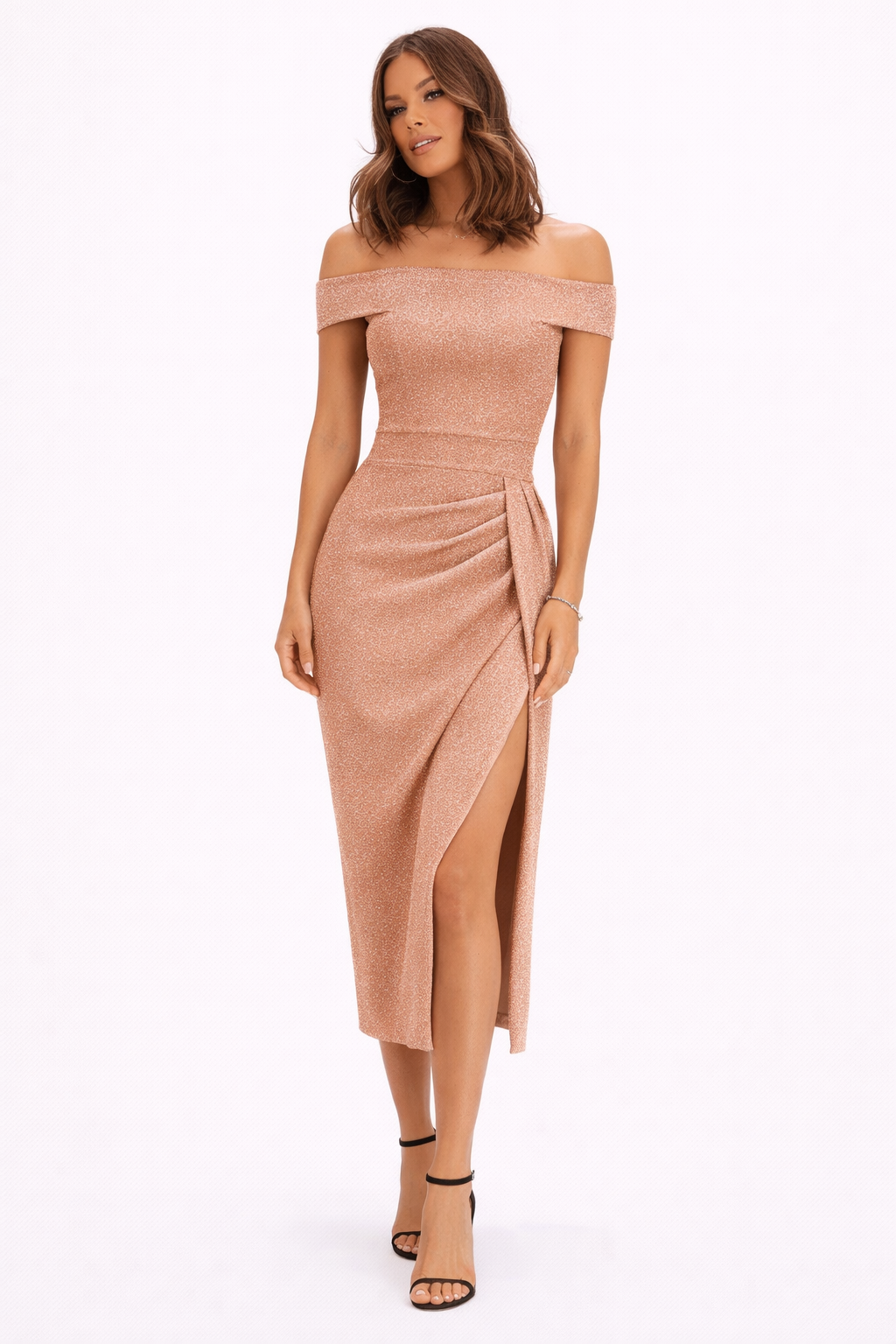 Women Elegant Off Shoulder Midi Dress