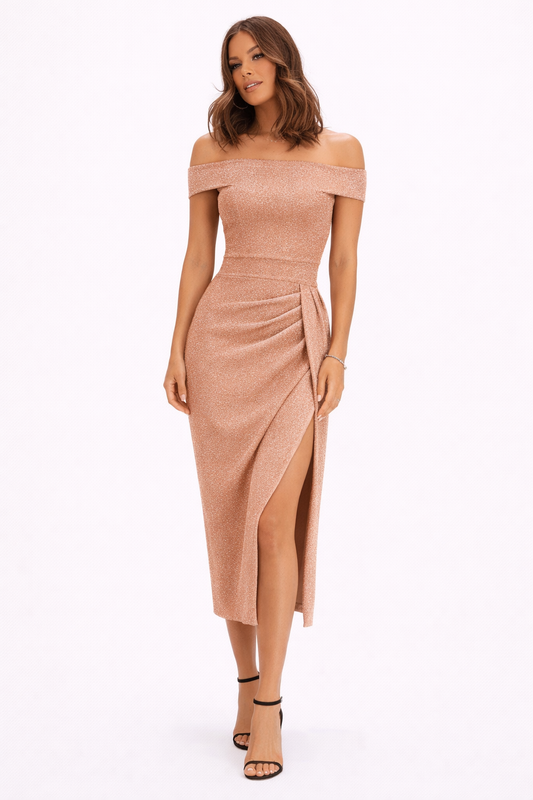 Women Elegant Off Shoulder Midi Dress