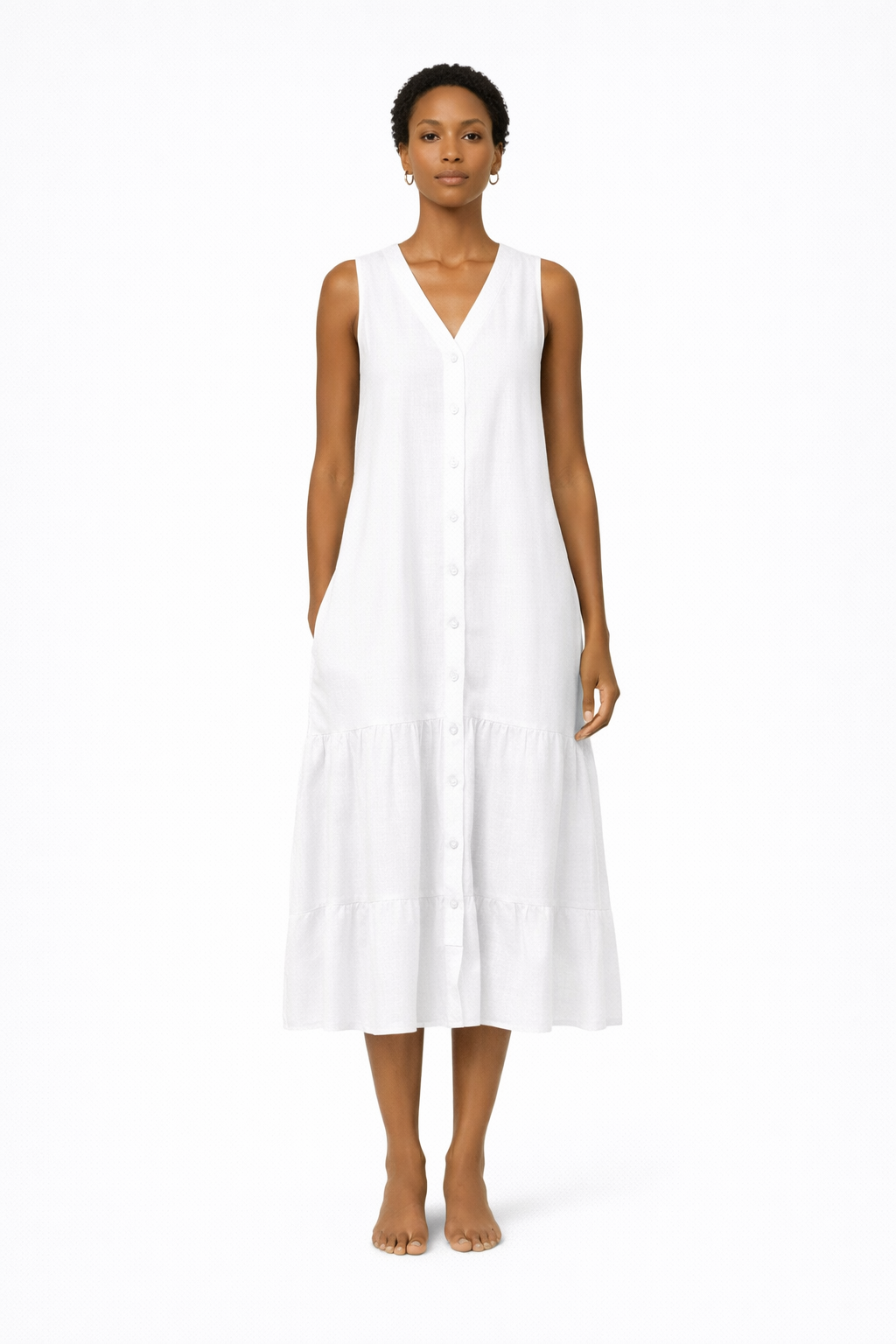 Women Lena Summer V Neck Midi Dress