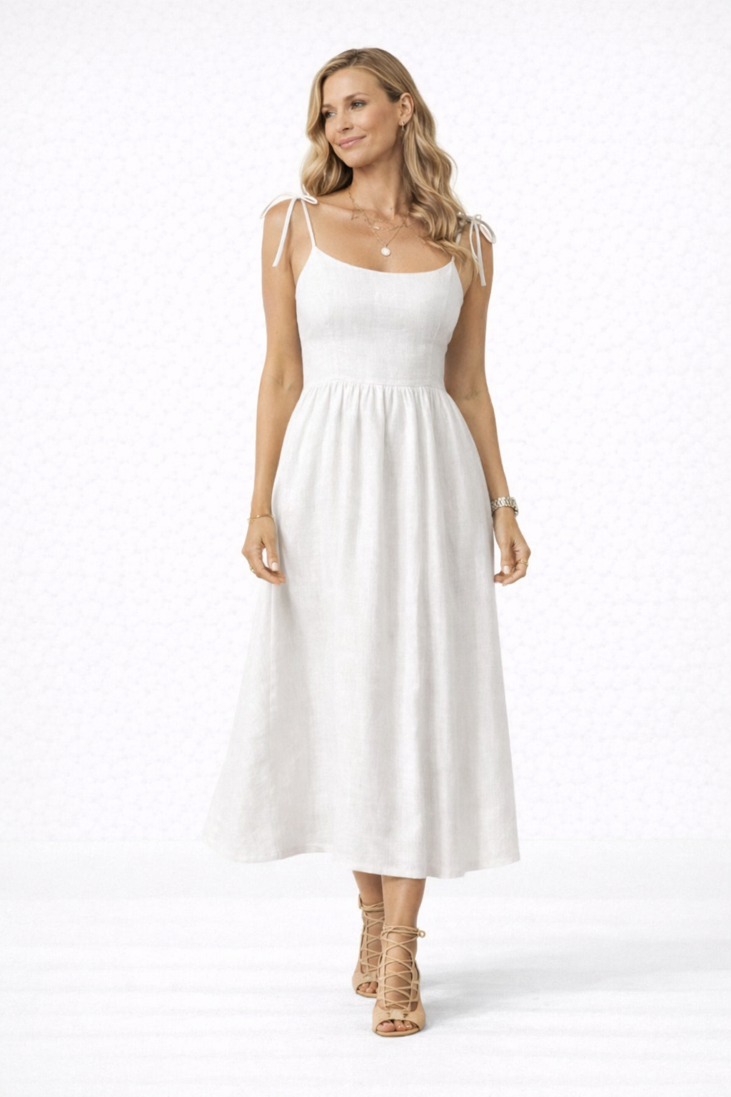 Women’s Midi Dress V Neck Open Back Slit