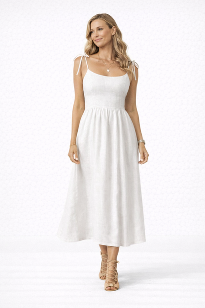 Women’s Midi Dress V Neck Open Back Slit