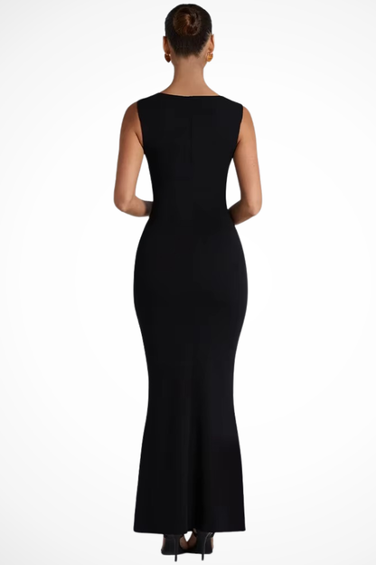 Women Square Neck Bodycon Wedding Guest Maxi Dress