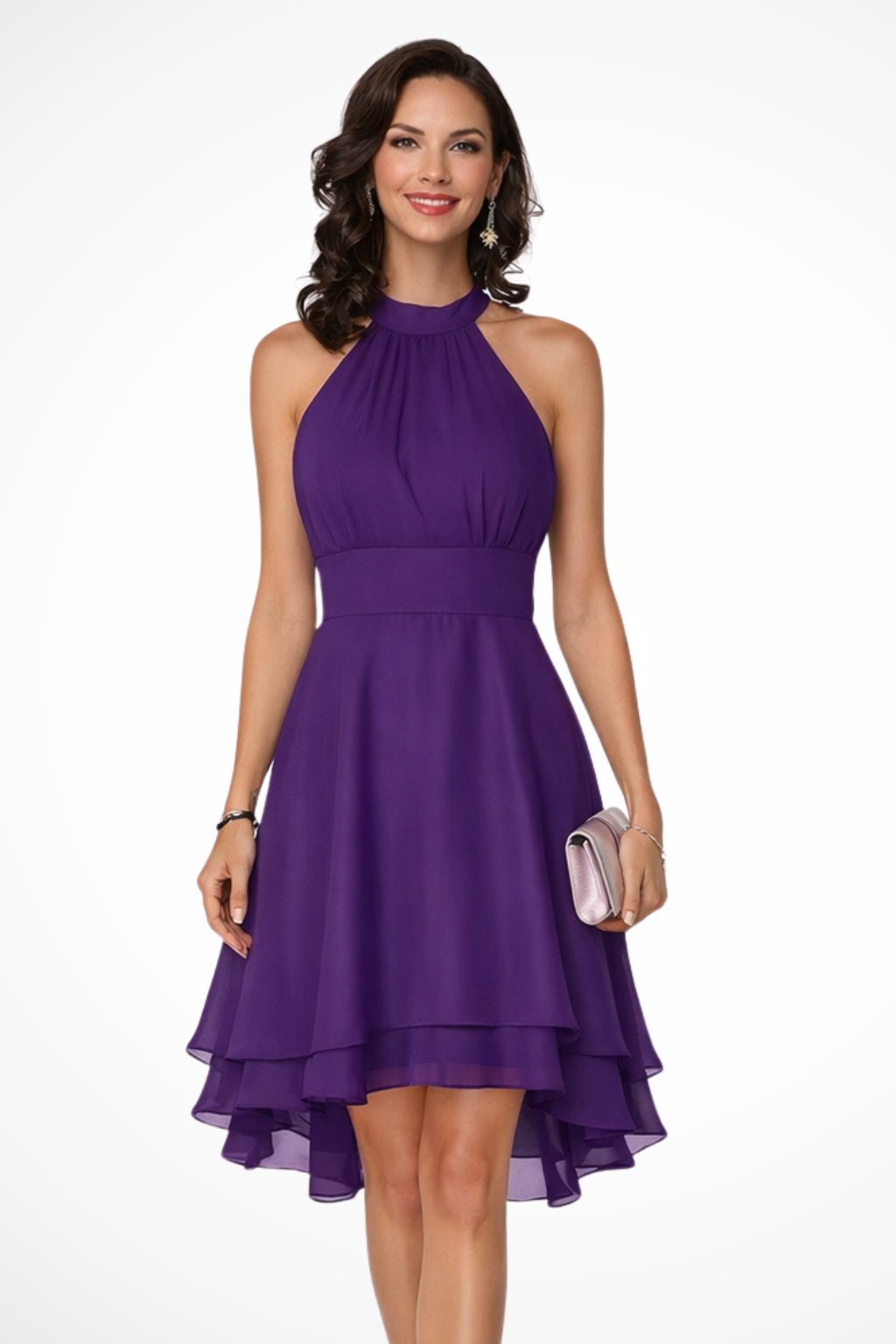 Women Tiered Skirt Halter Mini Dress
