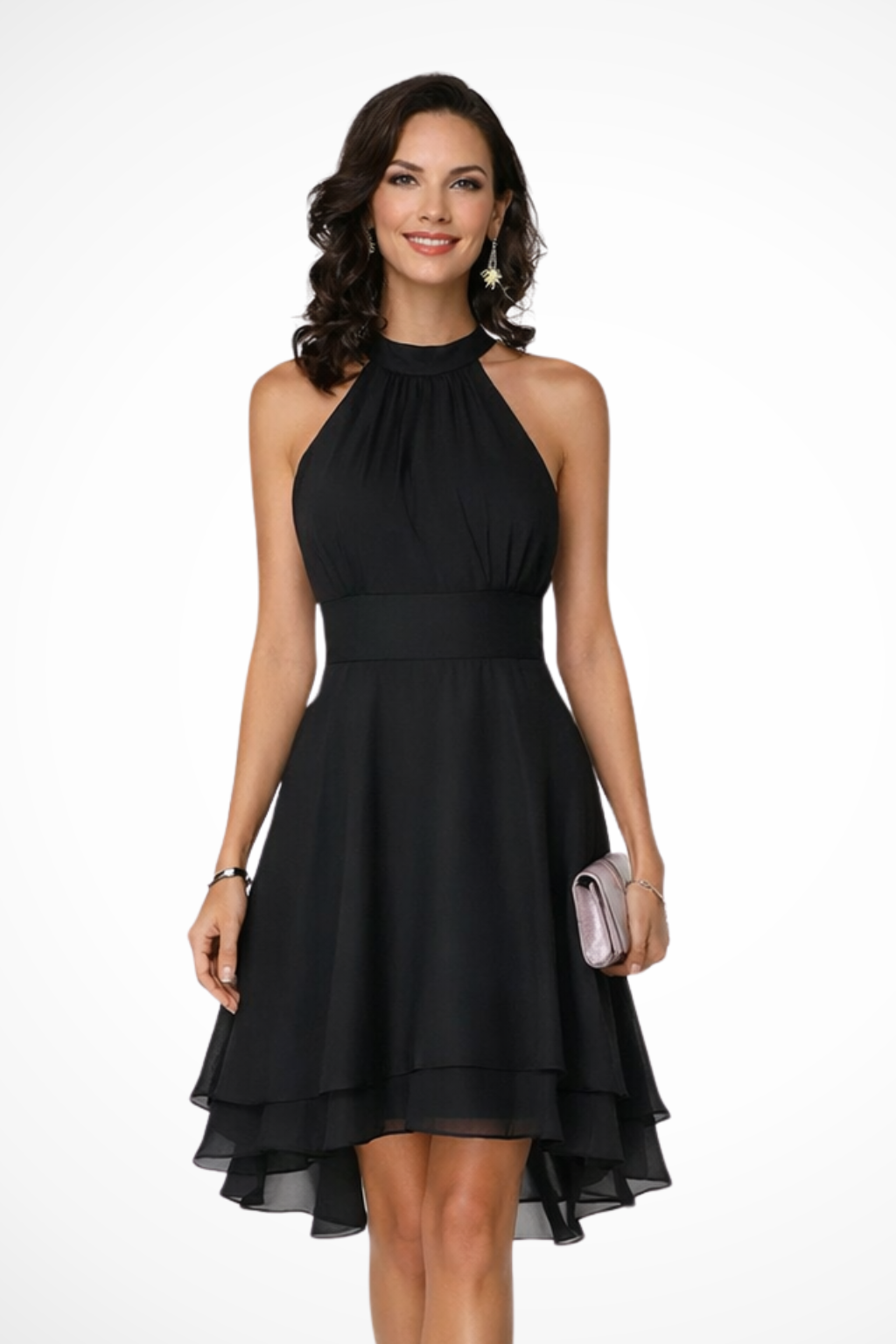 Women Tiered Skirt Halter Mini Dress