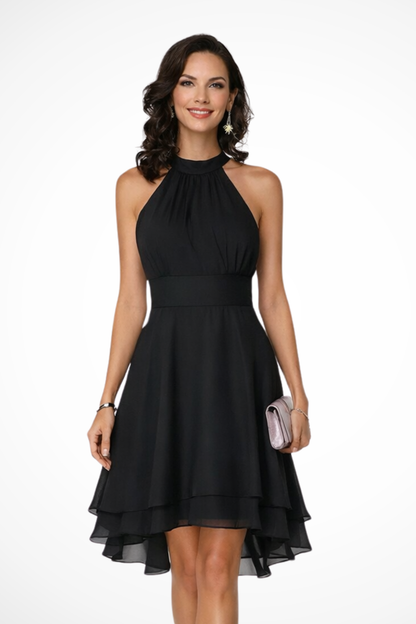Women Tiered Skirt Halter Mini Dress