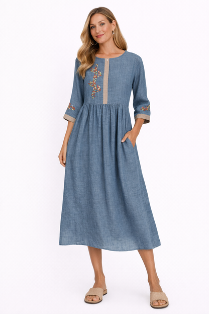 Women Embroidered Ethnic Midi Dress