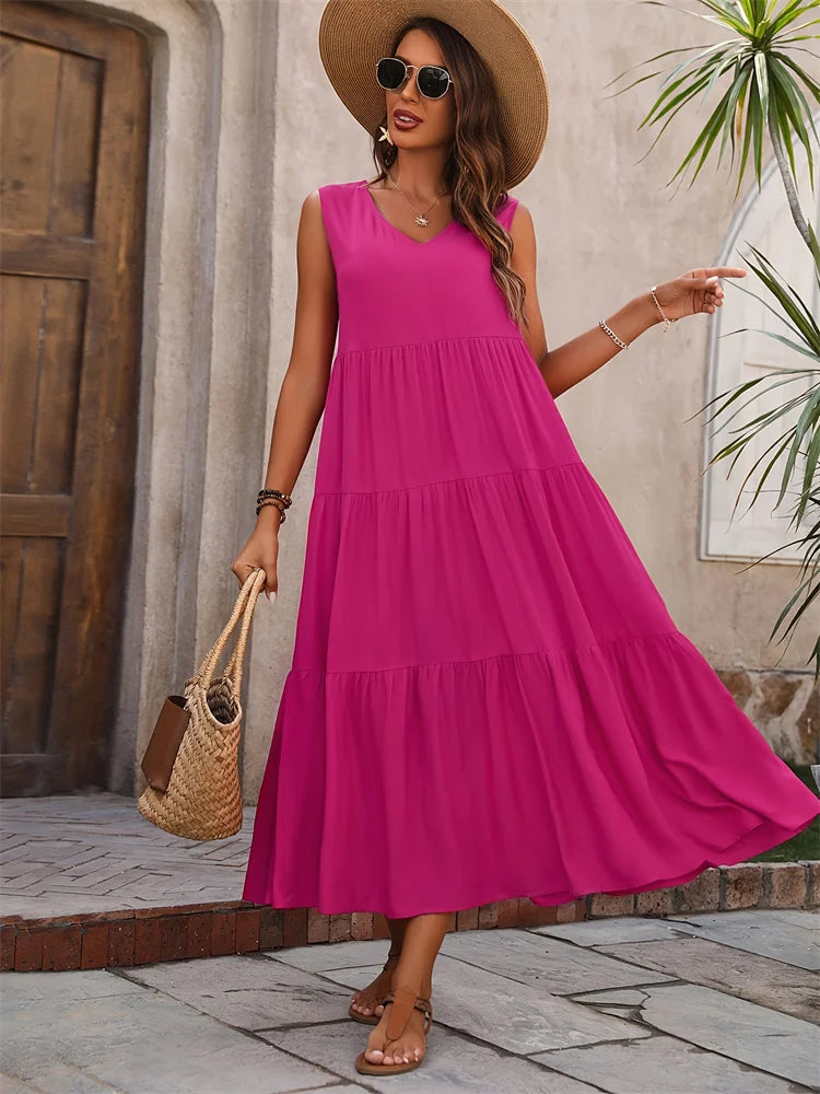 Women’s Sleeveless Tiered Maxi Summer Dress