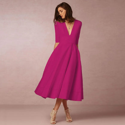 Women Ivoire Midi Dress Fitted Elegant Cut