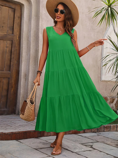 Women’s Sleeveless Tiered Maxi Summer Dress