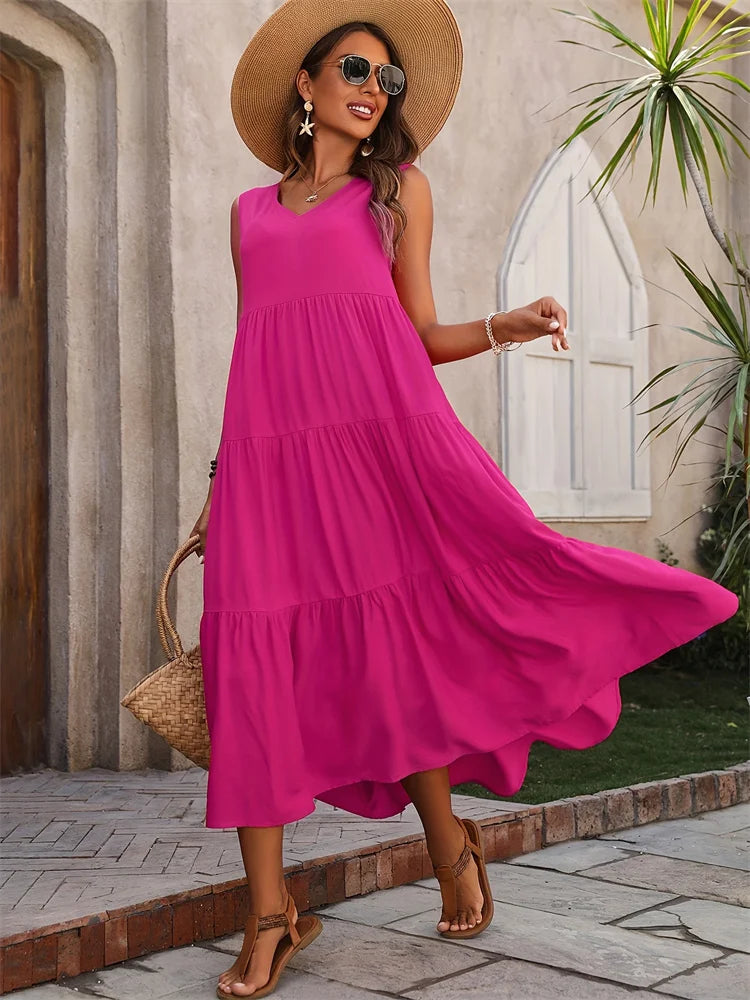 Women’s Sleeveless Tiered Maxi Summer Dress
