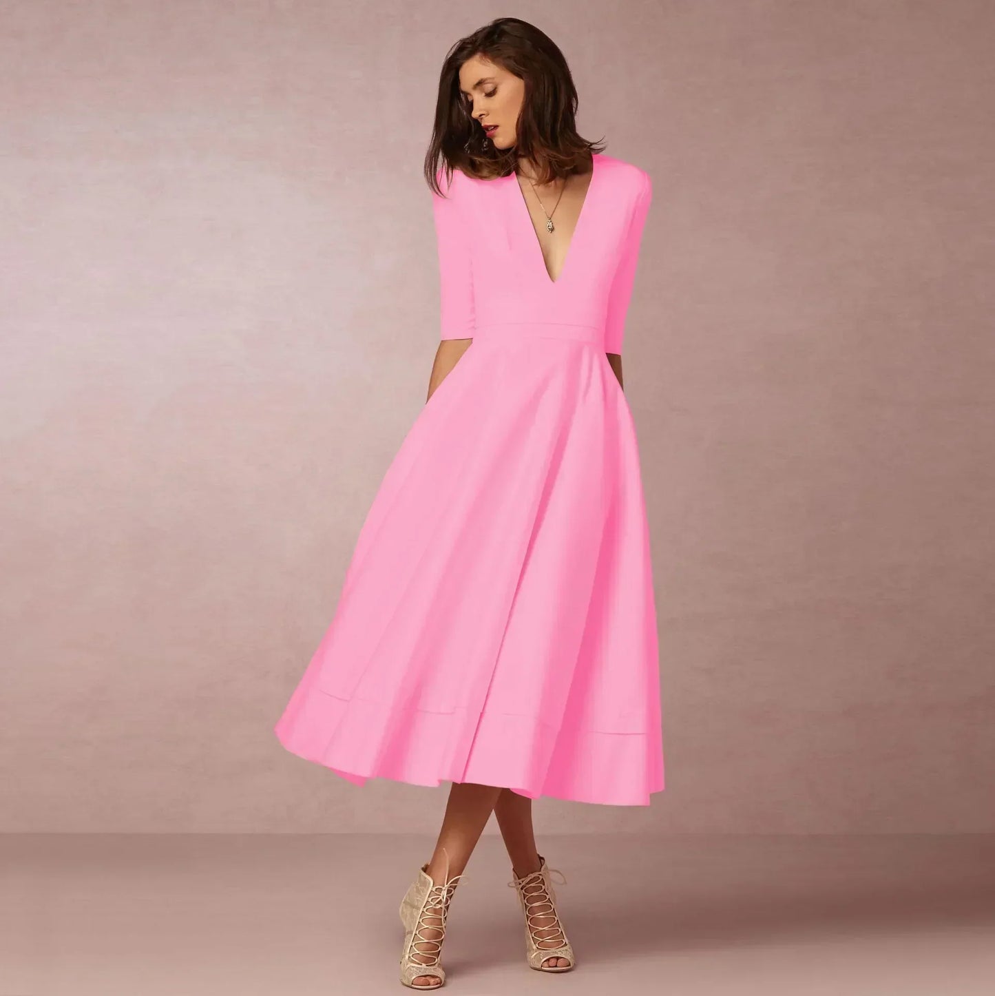 Women Ivoire Midi Dress Fitted Elegant Cut