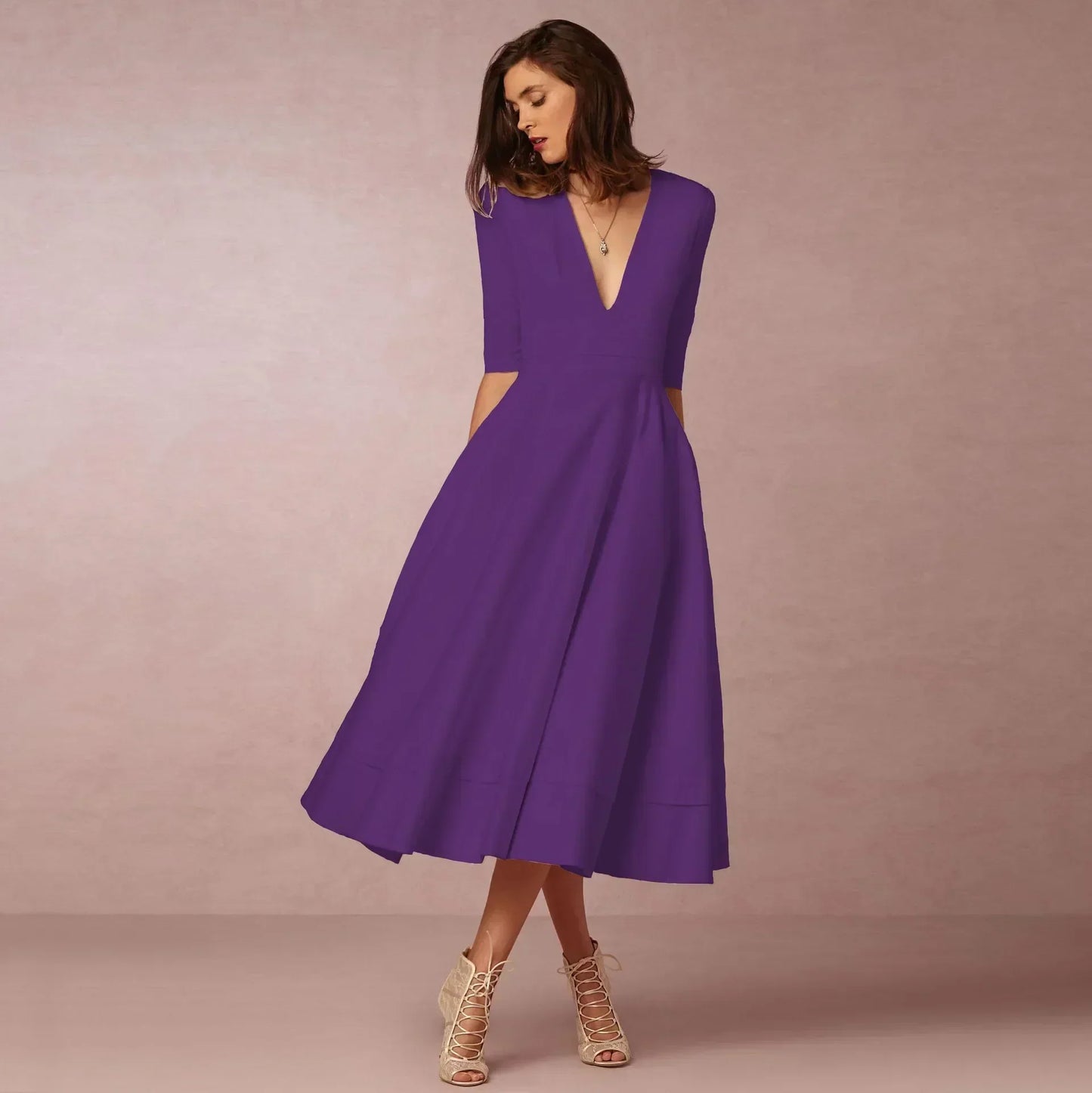 Women Ivoire Midi Dress Fitted Elegant Cut