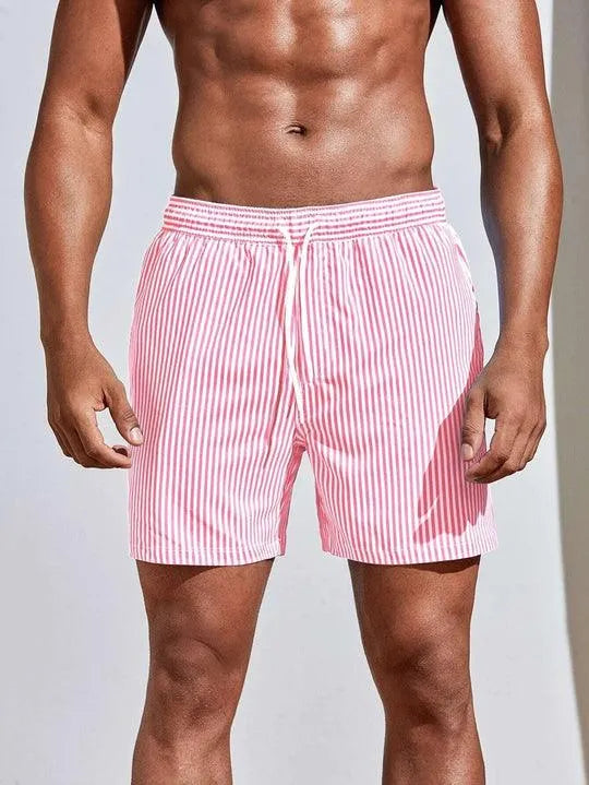 Quick-Dry Striped Swim Shorts for Men