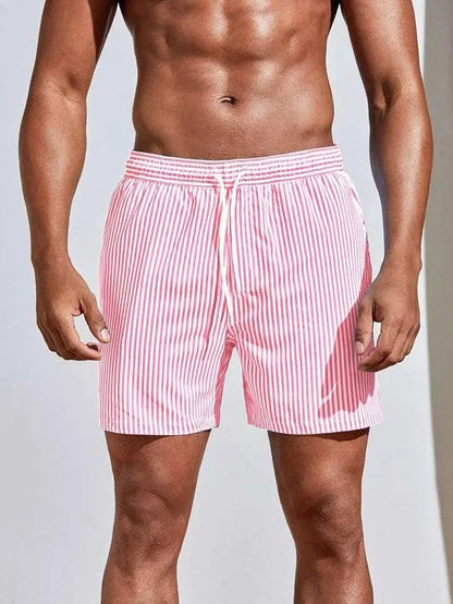 Quick-Dry Striped Swim Shorts for Men
