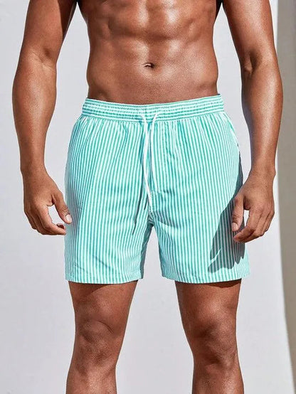 Quick-Dry Striped Swim Shorts for Men