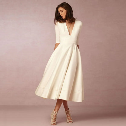 Women Ivoire Midi Dress Fitted Elegant Cut