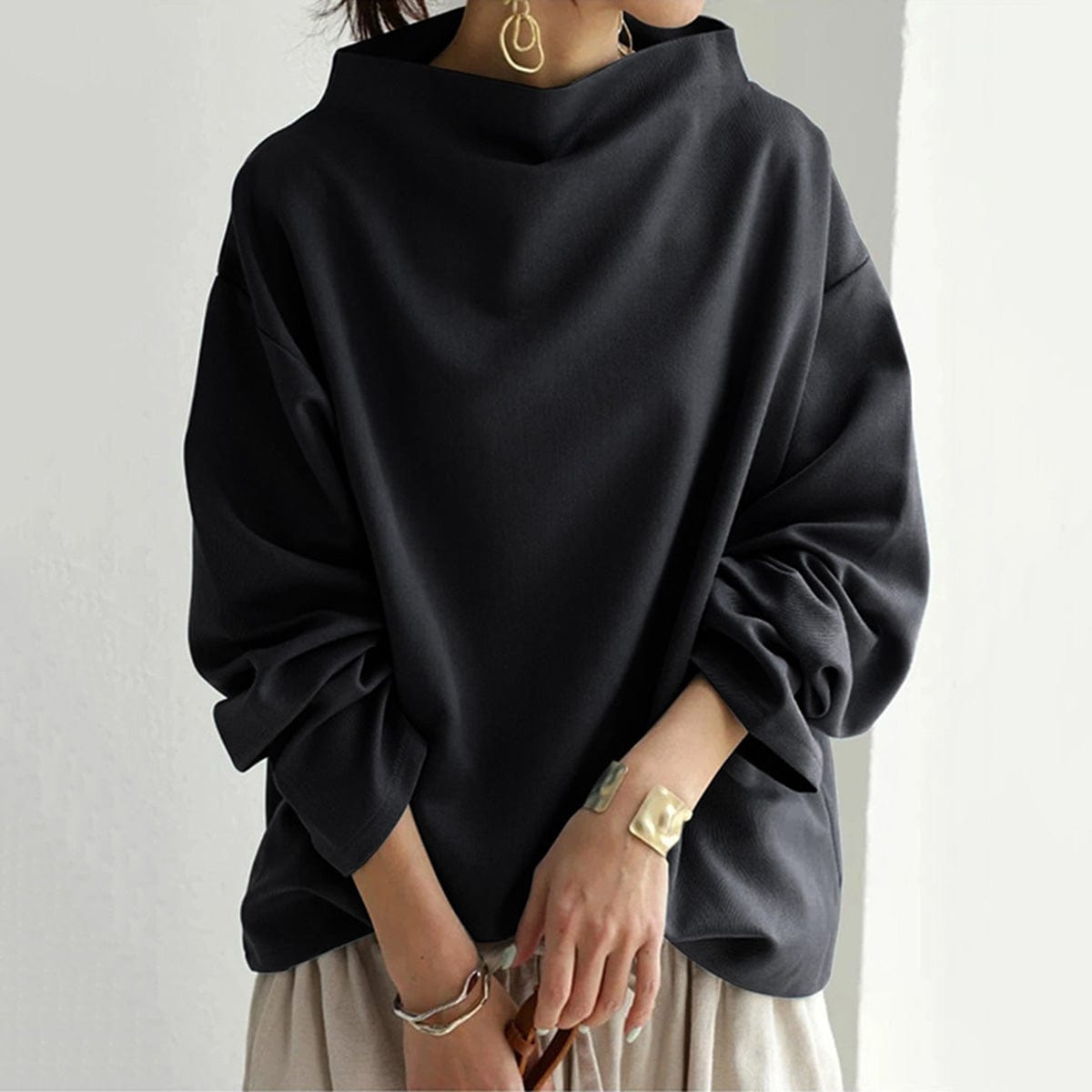 Women’s High-Neck Soft Knit Jumper – Everyday Wear