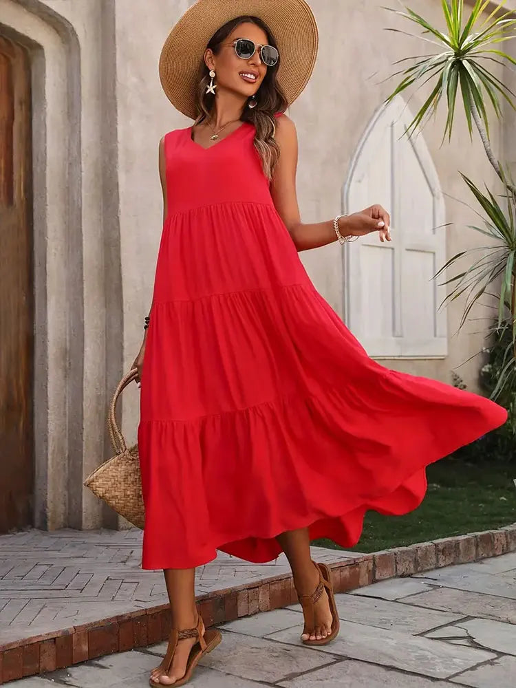 Women’s Sleeveless Tiered Maxi Summer Dress