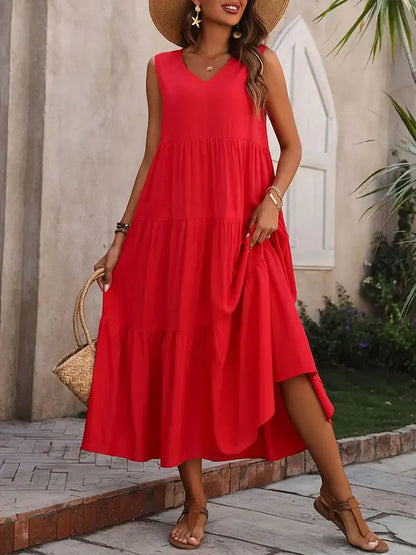 Women’s Sleeveless Tiered Maxi Summer Dress
