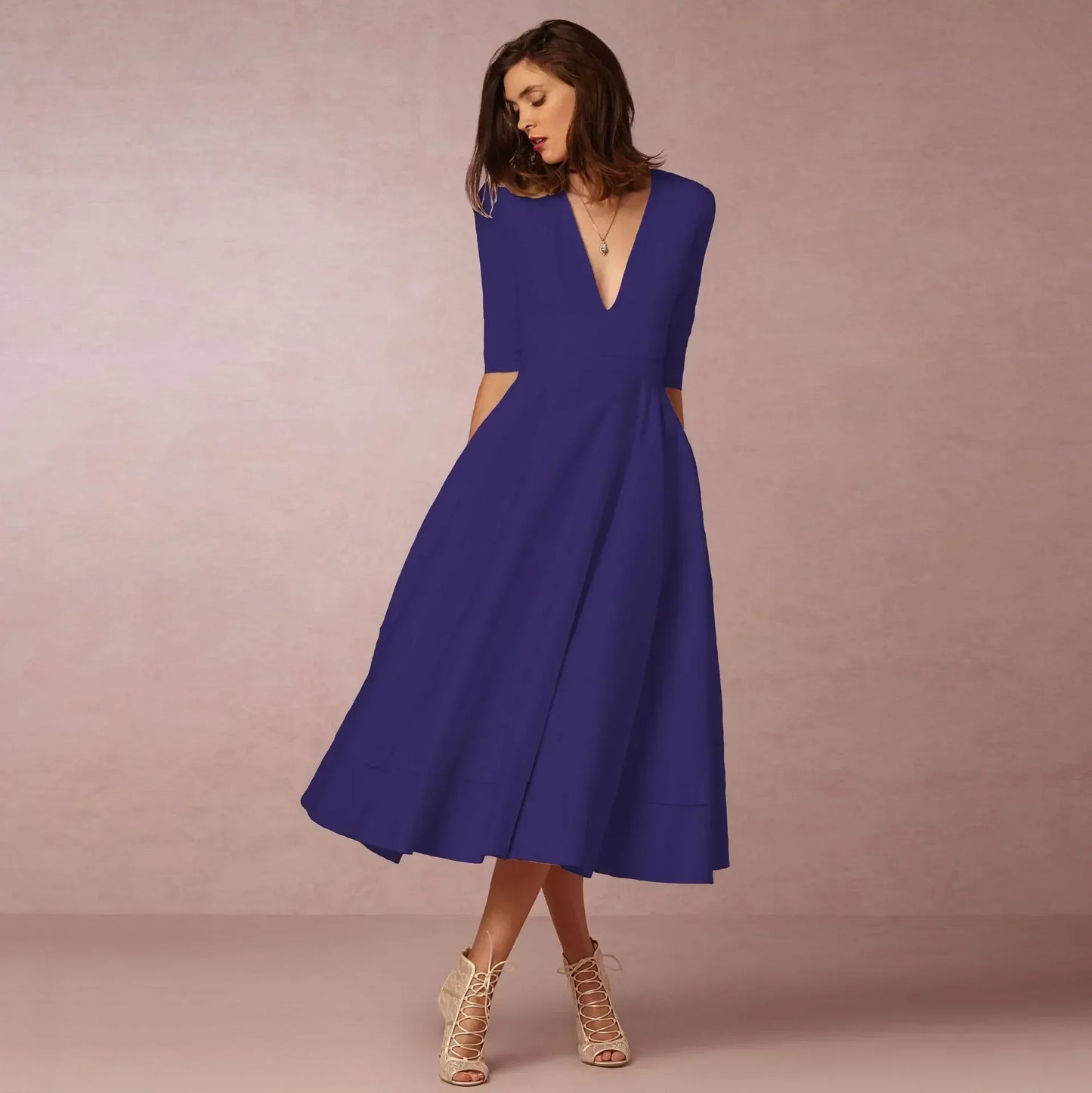 Women Ivoire Midi Dress Fitted Elegant Cut