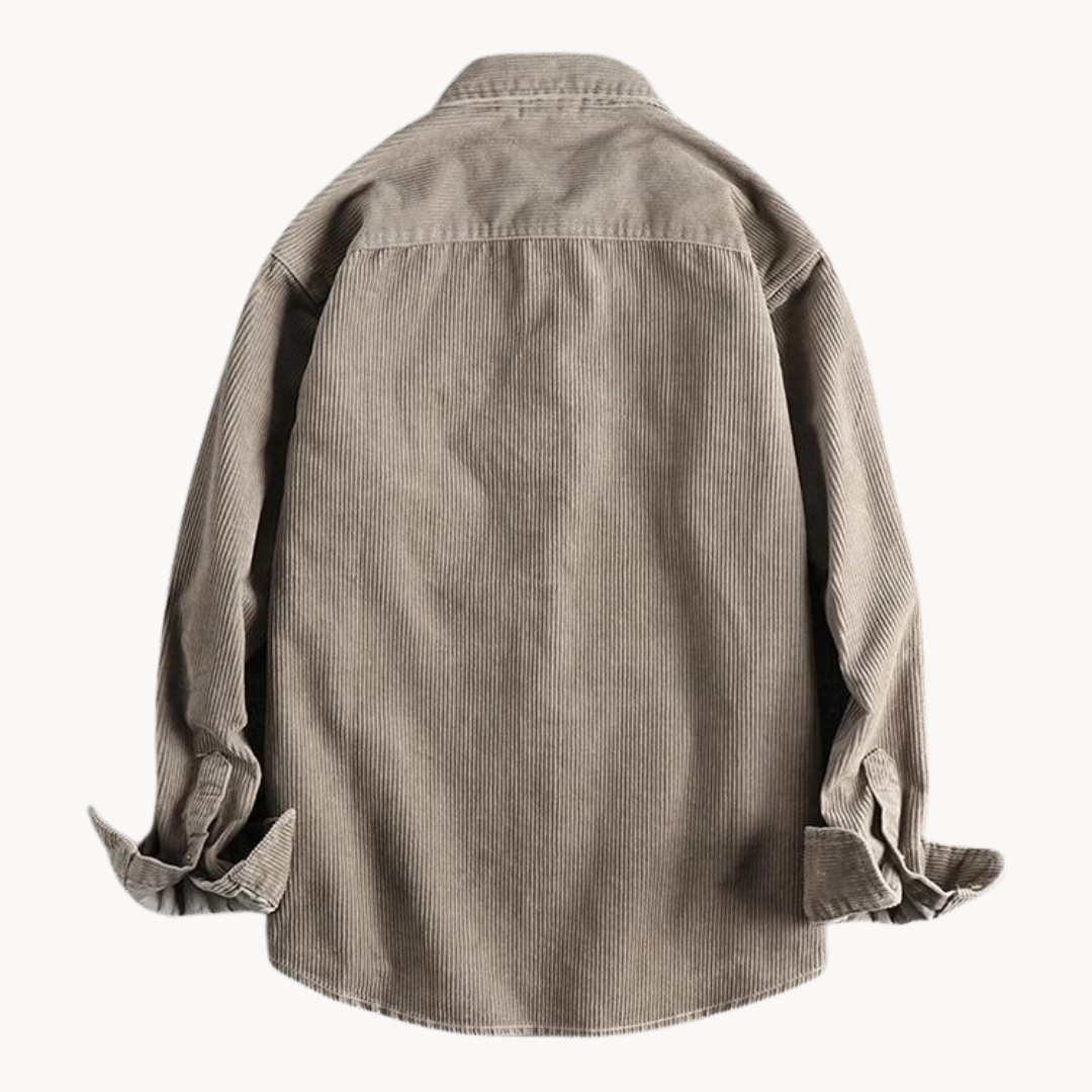 Men's Corduroy Shirt - Classic Collar with Button Closure