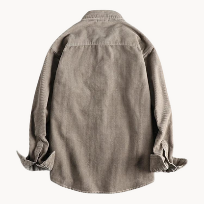 Men's Corduroy Shirt - Classic Collar with Button Closure