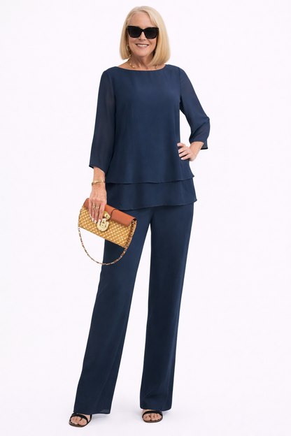 Women Elegant Two Piece Pants Set