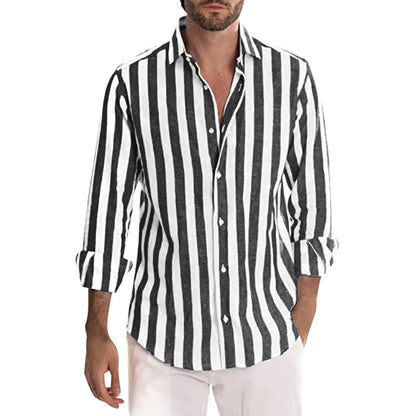 Casual and Stylish Striped Long-Sleeve Shirt for Men