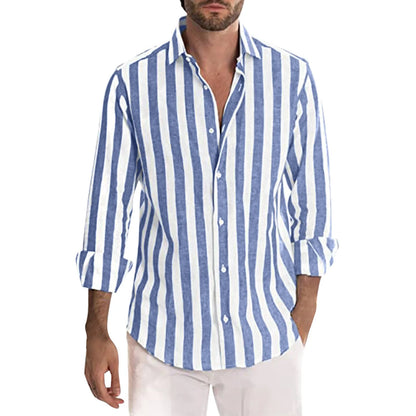 Casual and Stylish Striped Long-Sleeve Shirt for Men