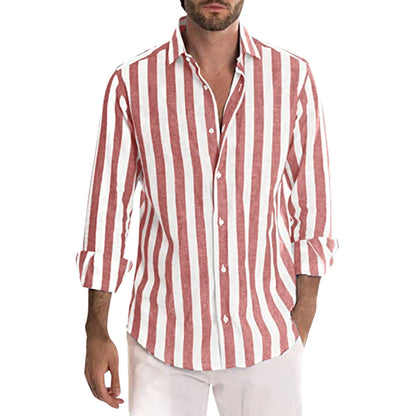 Casual and Stylish Striped Long-Sleeve Shirt for Men
