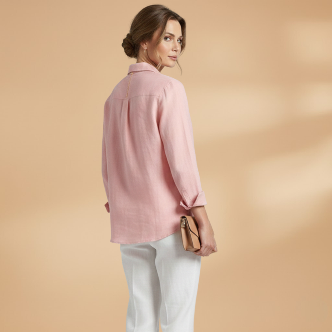 Women Blouse with Long Sleeves and Button Closure
