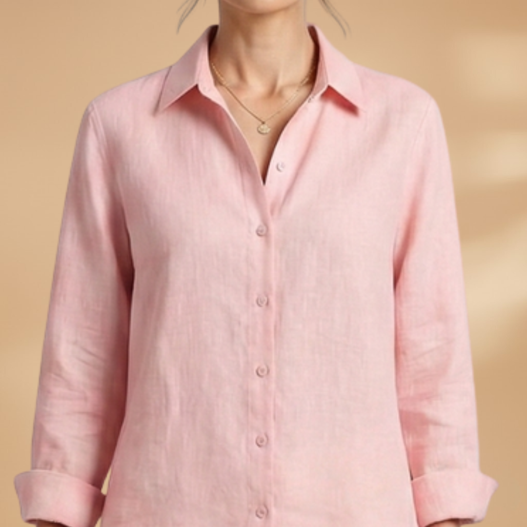 Women Blouse with Long Sleeves and Button Closure