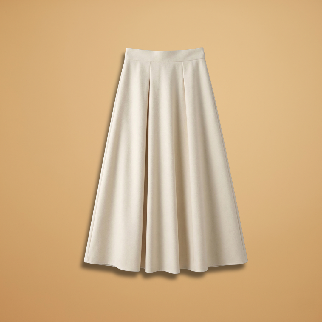 Women’s A-Line Midi Skirt with High Waist and Ankle Length