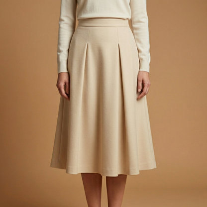 Women’s A-Line Midi Skirt with High Waist and Ankle Length