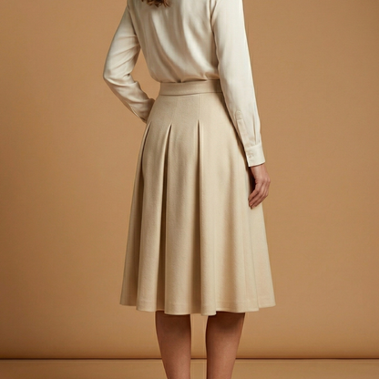 Women’s A-Line Midi Skirt with High Waist and Ankle Length