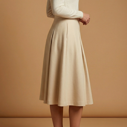 Women’s A-Line Midi Skirt with High Waist and Ankle Length