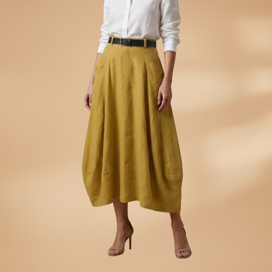 Women’s A-line Skirt with Decorative Seams and Versatile Style
