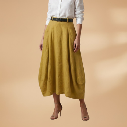 Women’s A-line Skirt with Decorative Seams and Versatile Style