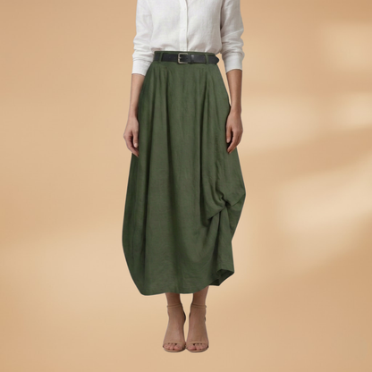 Women’s A-line Skirt with Decorative Seams and Versatile Style