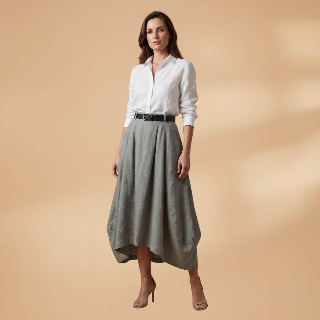 Women’s A-line Skirt with Decorative Seams and Versatile Style