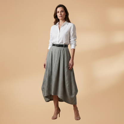 Women’s A-line Skirt with Decorative Seams and Versatile Style