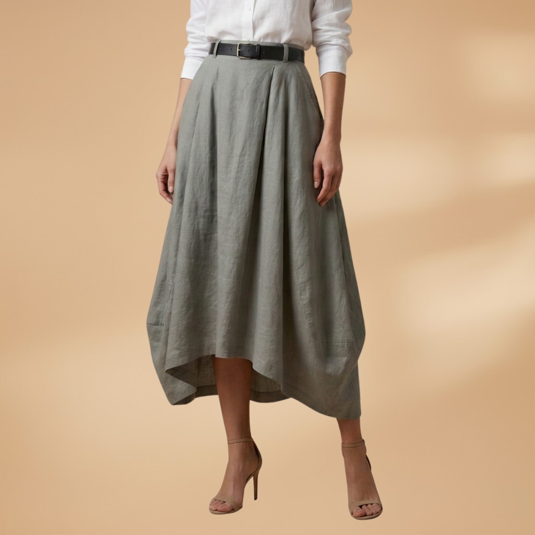 Women’s A-line Skirt with Decorative Seams and Versatile Style
