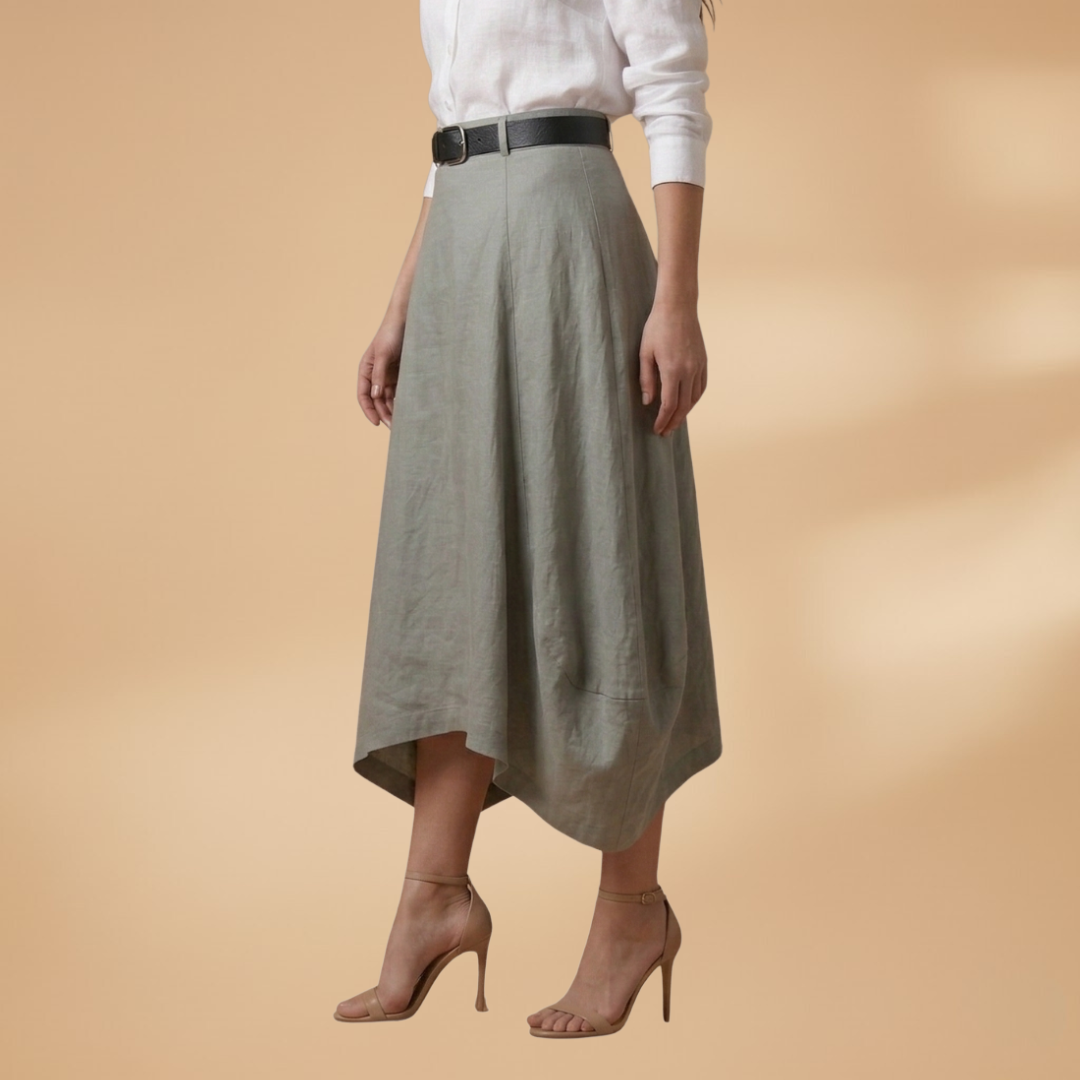 Women’s A-line Skirt with Decorative Seams and Versatile Style